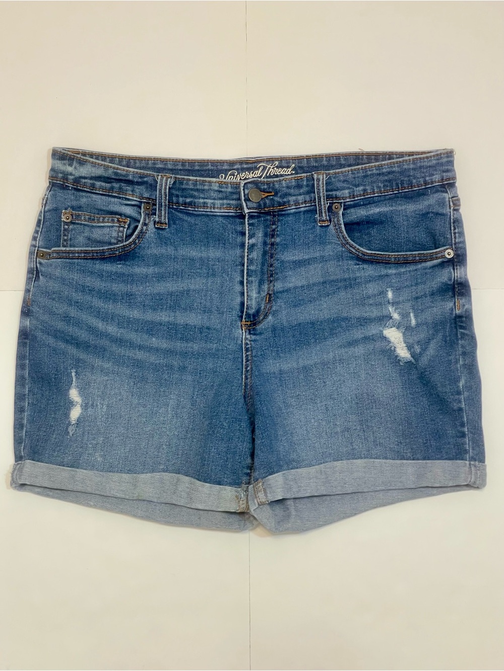 Universal Thread Distressed Rolled-Hem Blue Jean Denim Shorts Size 16